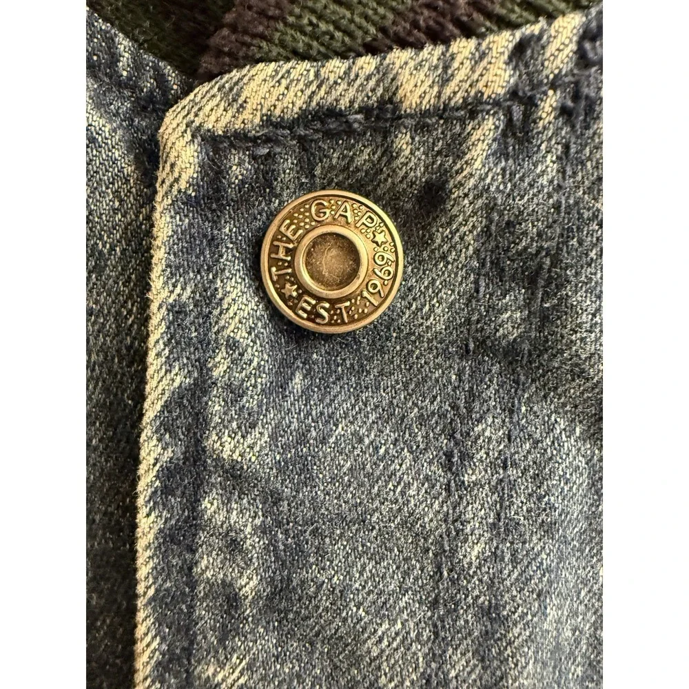 GAP Vintage 90s Denim Varsity Bomber Jacket Wool Blend Sleeves Kids Small/P EUC
